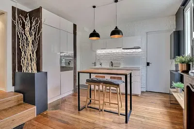 Küche; holzboden, moderner stil, tageslicht, küchengeräte