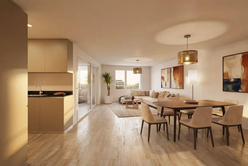 Salón; luz natural, estilo moderno