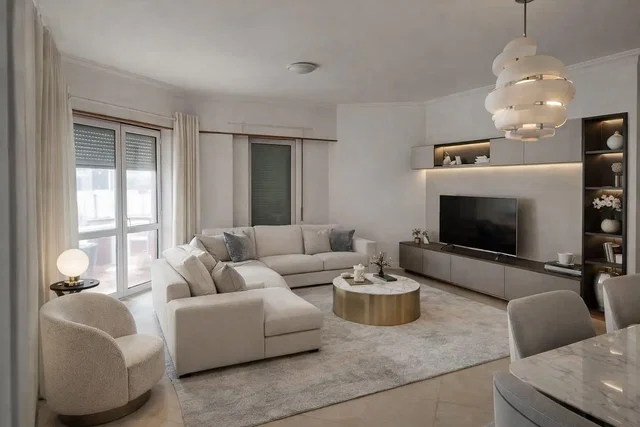 غرفة معيشة; ضوء طبيعي, أسلوب عصري, أرضية من البلاط