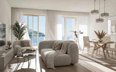 Oturma odası; manzara, doğal ışık, modern stil