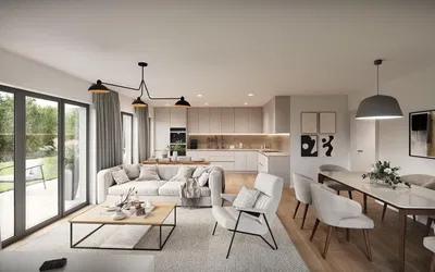 Wohnzimmer; blick, tageslicht, moderner stil