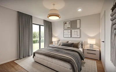 Schlafzimmer; tageslicht, moderner stil, holzboden
