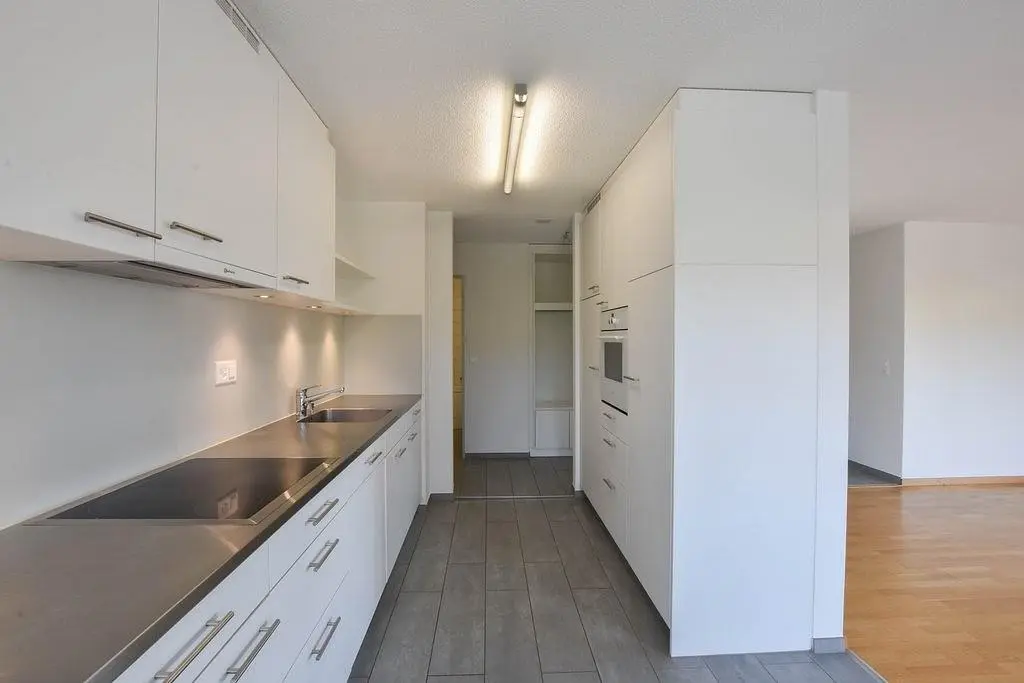 Cuisine; carrelage, lumière naturelle, style moderne, électroménager