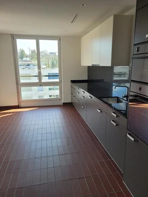 Küche; küchengeräte, fliesenboden, blick, tageslicht