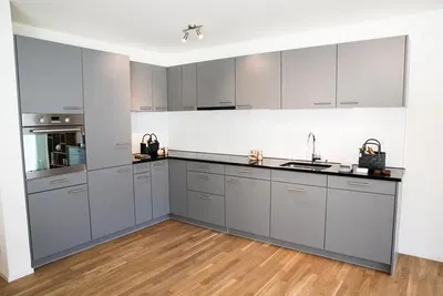 Küche; küchengeräte, holzboden, renoviert, tageslicht, moderner stil