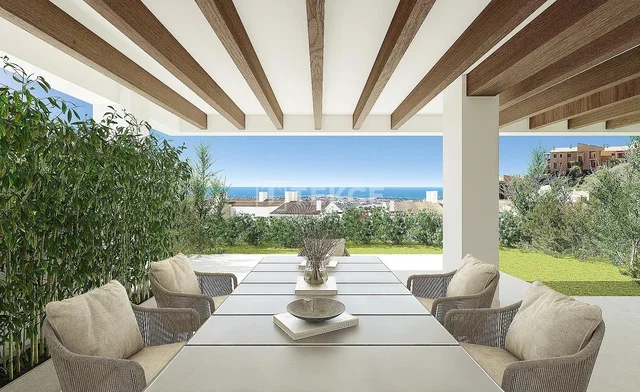 Terrace; view, wood beams, natural light