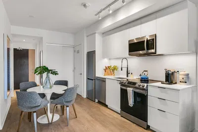 Kuhinja; kuhinjski aparati, moderni stil, prirodno svjetlo