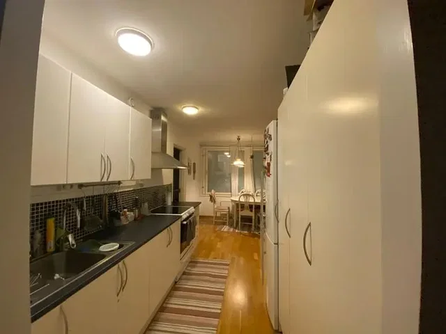 Kitchen; kitchen appliances, wood floor, natural light