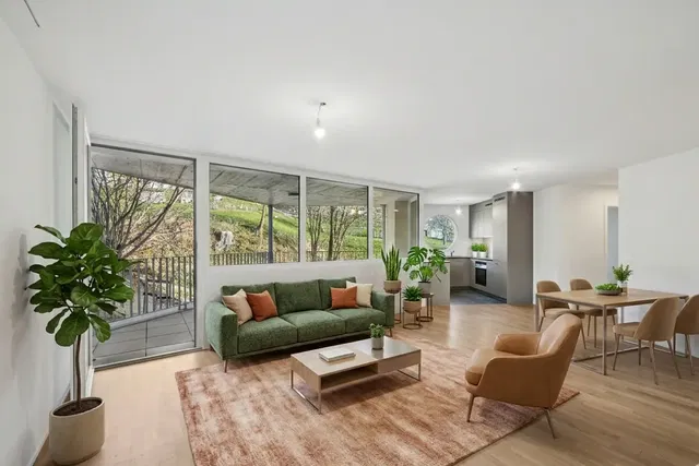 Wohnzimmer; blick, tageslicht, moderner stil