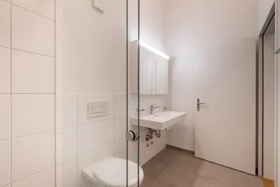 Toilette; pavimento in piastrelle, luce naturale, ristrutturato