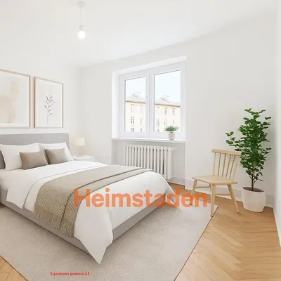 Ložnice; přirozené světlo, dřevěná podlaha, moderní styl