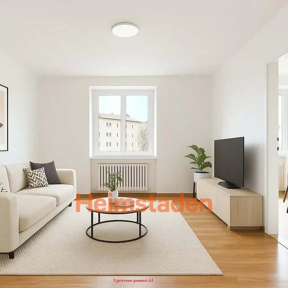 Obývací pokoj; výhled, přirozené světlo, moderní styl, dřevěná podlaha