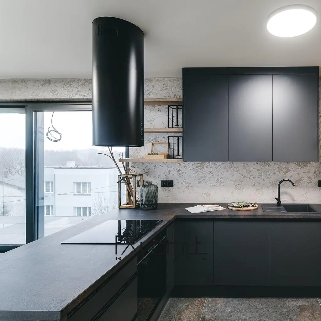 Kuhinja; kuhinjski aparati, pogled, prirodno svjetlo, moderni stil