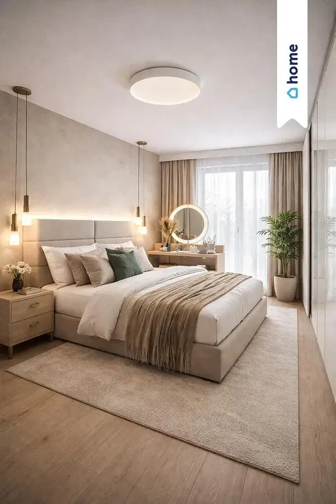 Chambre; lumière naturelle, style moderne