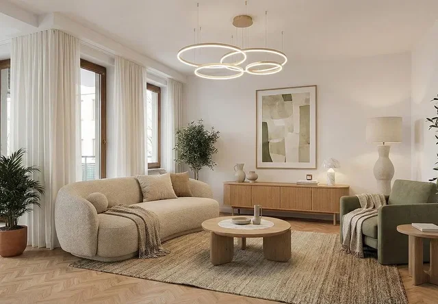 Salon; lumière naturelle, style moderne, parquet