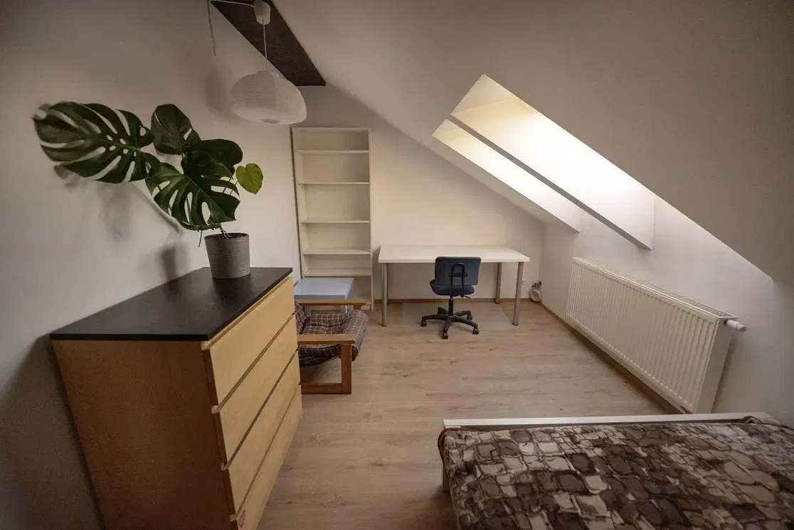 Spavaća soba; prirodna svjetlost, drveni pod