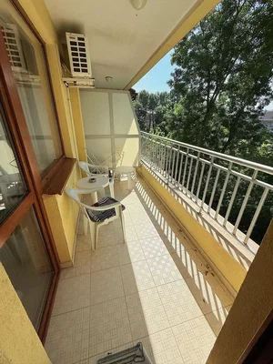 Balcony; tile floor, view