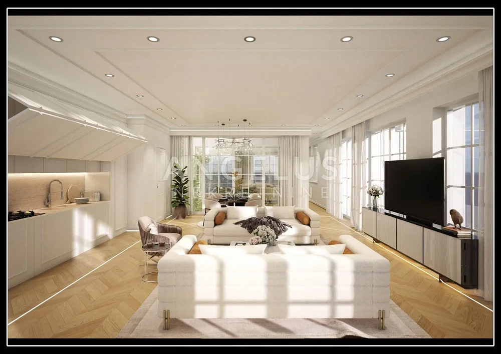Salón; vista, suelo de madera, luz natural, estilo moderno