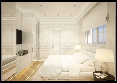 Spavaća soba; prirodno svjetlo, moderni stil, drveni pod