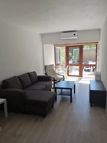 Living room; natural light, wood floor, view