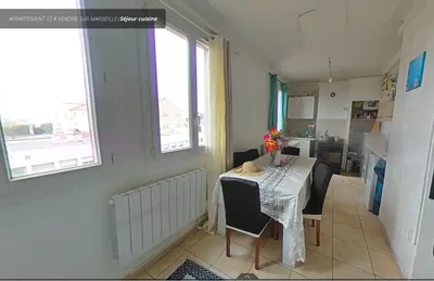 Mutfak; manzara, fayans zemin, doğal ışık