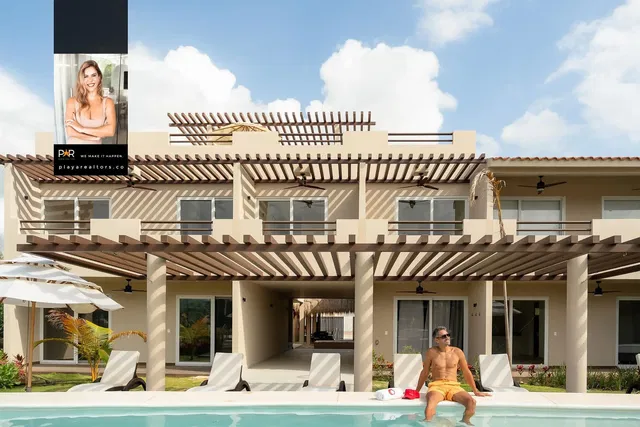 House and surroundings; view