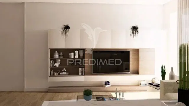 Living room; modern style, wood floor, natural light