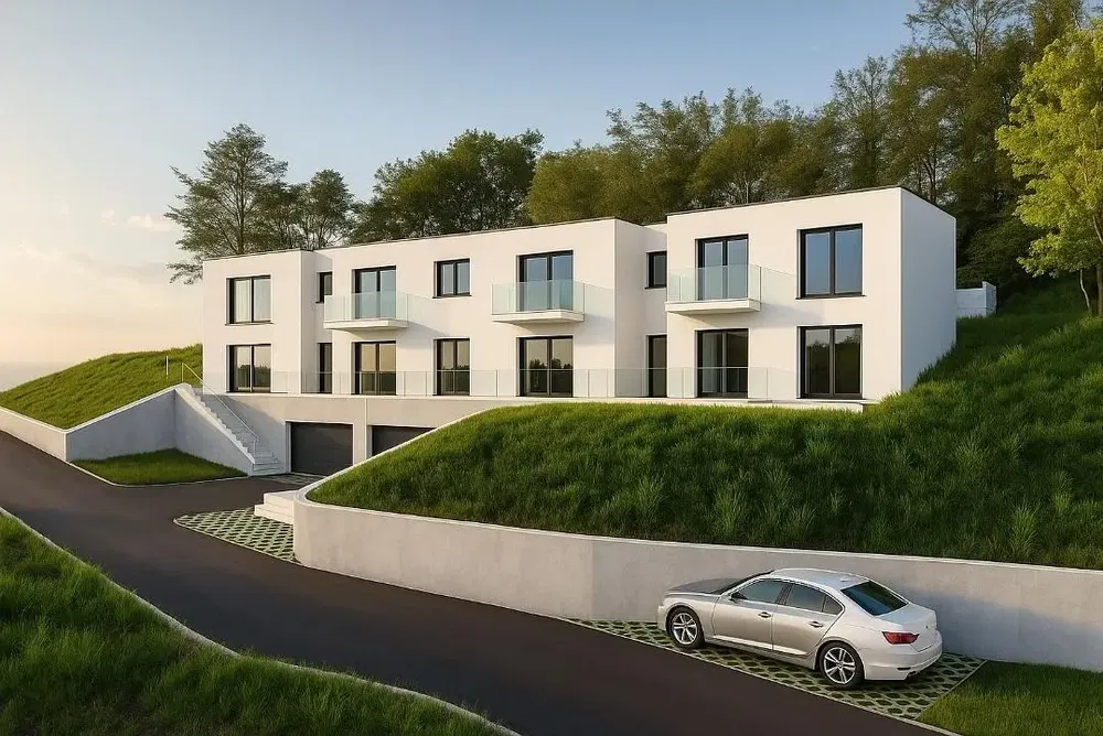 Maison et environs; vue