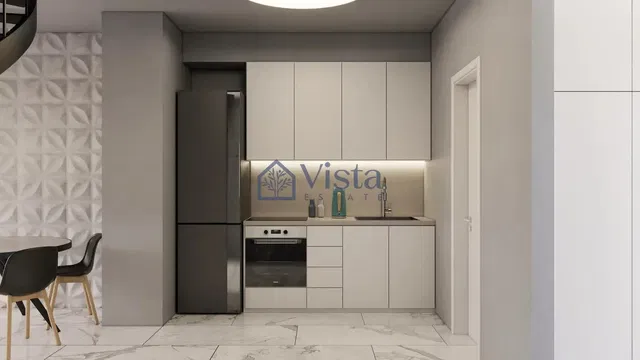 Kitchen; kitchen appliances, tile floor, renovated