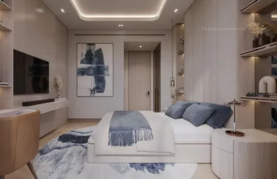 Spavaća soba; moderan stil, prirodna svjetlost