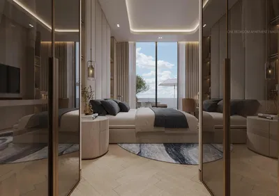 Spavaća soba; pogled, prirodna svjetlost, moderan stil