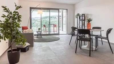 Wohnzimmer; blick, tageslicht, fliesenboden