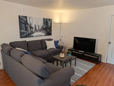 Oturma odası; ahşap zemin, doğal ışık, modern stil