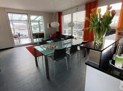 Wohnzimmer; blick, tageslicht, moderner stil