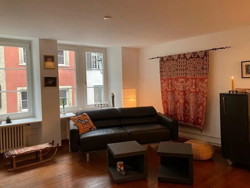 Wohnzimmer; tageslicht, holzboden, rustikaler stil