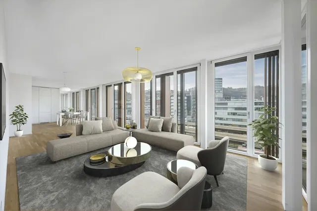 Wohnzimmer; blick, tageslicht, moderner stil