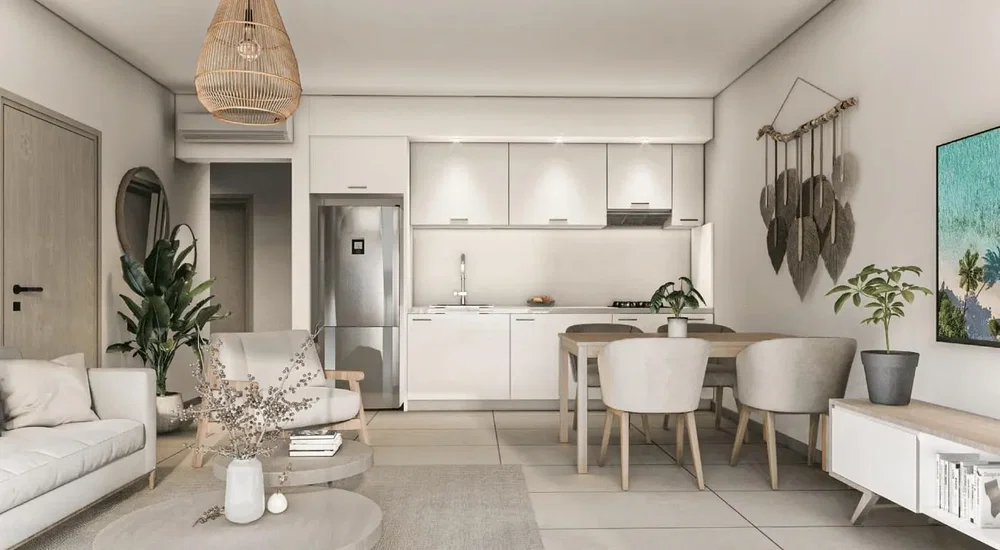Salón; electrodomésticos, luz natural, estilo moderno, suelo de baldosas