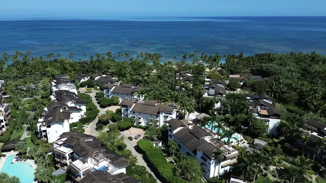 House and surroundings; view