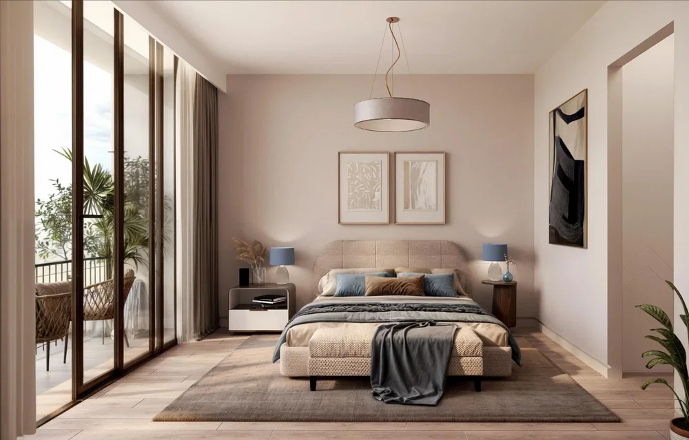 Chambre; lumière naturelle, style moderne