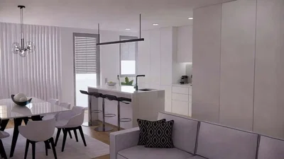 Kuchyně; moderní styl, přirozené světlo, kuchyňské spotřebiče