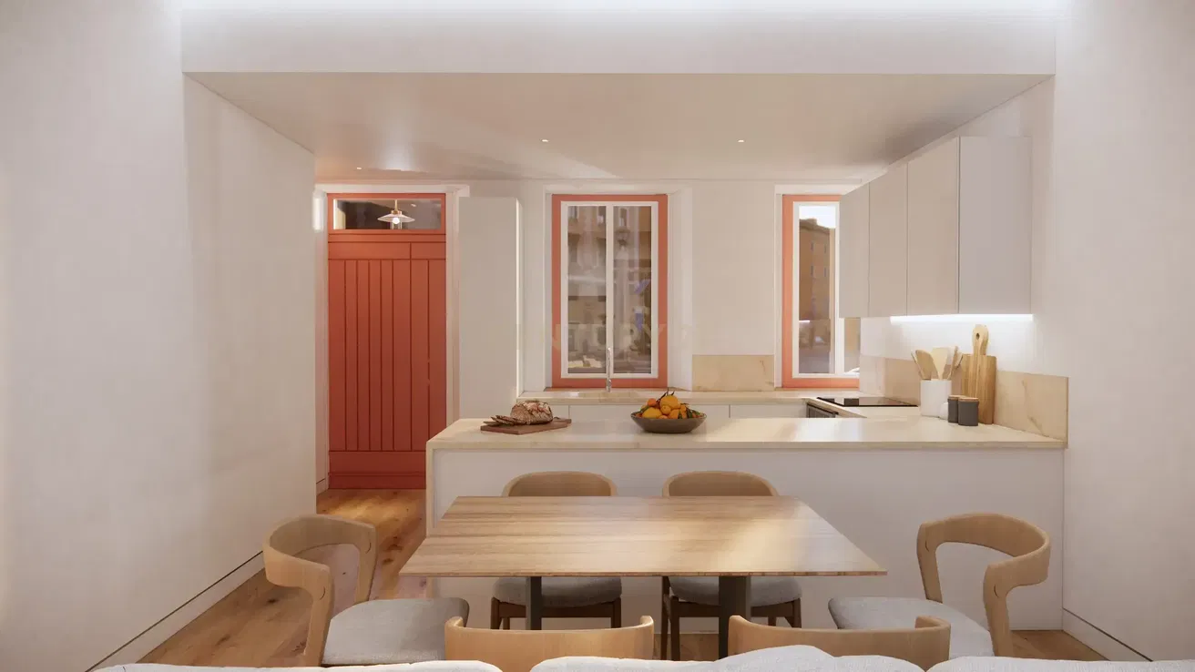 Kuhinja; drveni pod, prirodno svjetlo, moderni stil