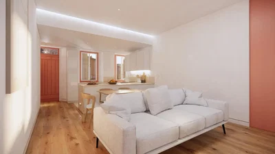Wohnzimmer; tageslicht, holzboden, moderner stil