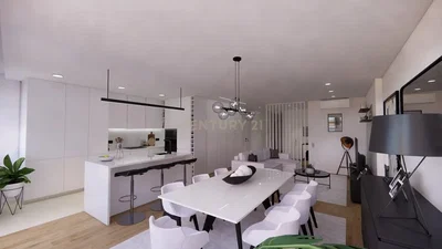 Oturma odası; manzara, mutfak aletleri, doğal ışık, modern stil