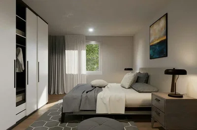 Yatak odası; doğal ışık, modern stil