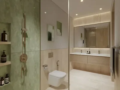 Salle de bain; carrelage, rénové, lumière naturelle, style moderne
