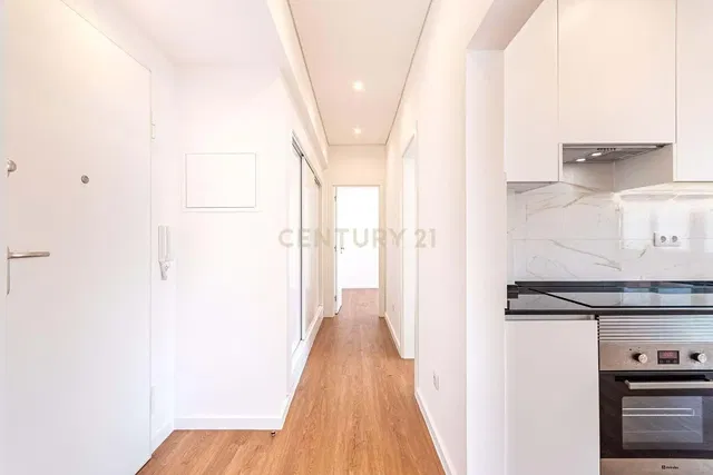 Cuisine; électroménager, parquet, lumière naturelle, style moderne, rénové