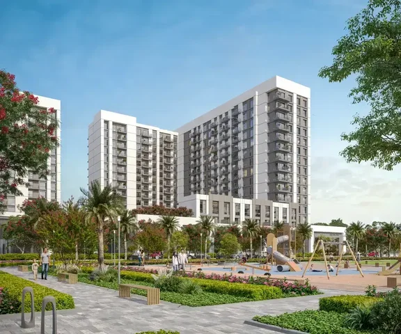 House and surroundings; view