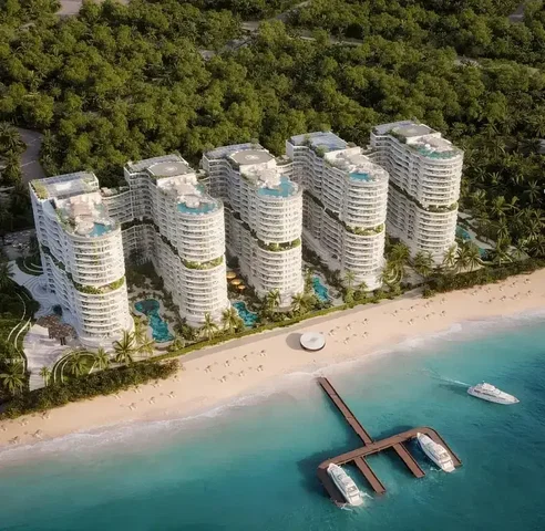 House and surroundings; view