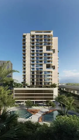 House and surroundings; view