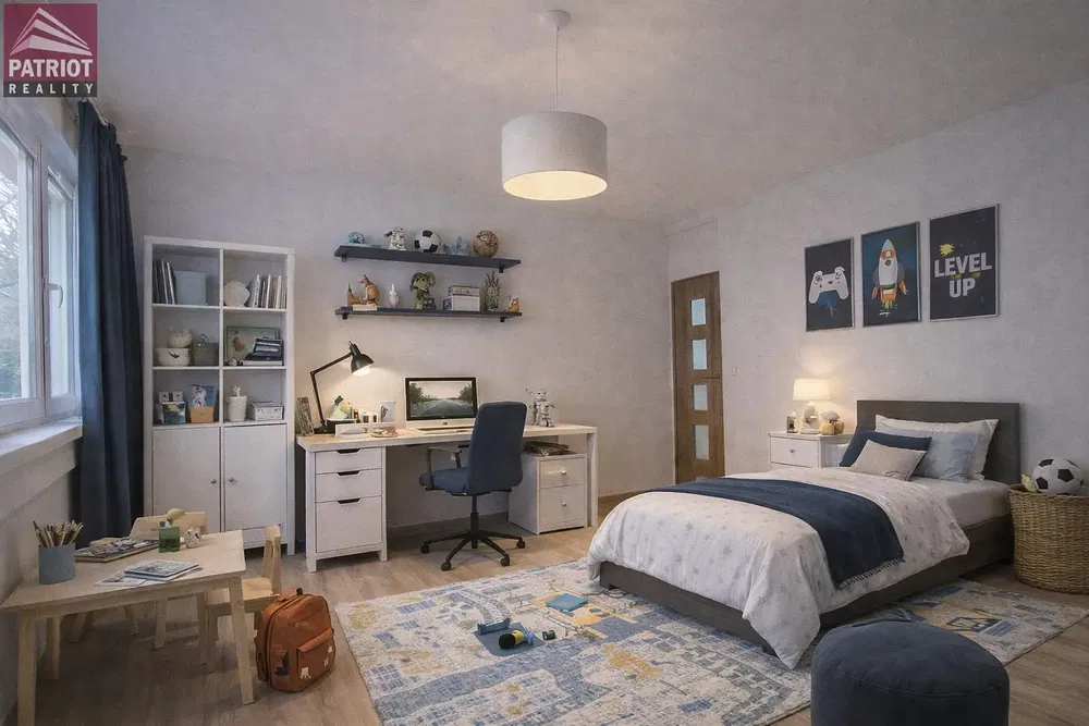 Dětský pokoj; přirozené světlo, moderní styl, dřevěná podlaha